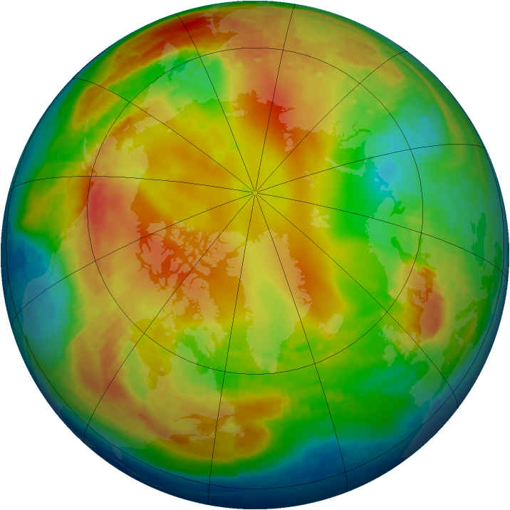 Arctic ozone map for 29 January 2004